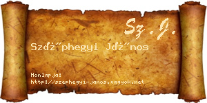 Széphegyi János névjegykártya
